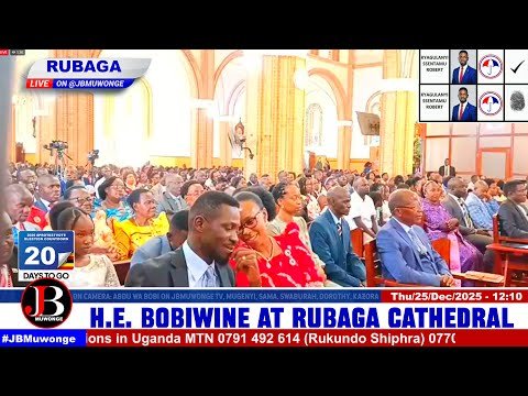 LIVE: H.E. Bobi Wine , First Lady Barbie Kyagulanyi and the family at Lubaga cathedral.